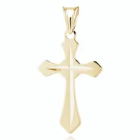 DELIKATNY DIAMENTOWANY POZŁACANY SREBRNY KRZYŻYK KRZYŻ ZE WZOREM