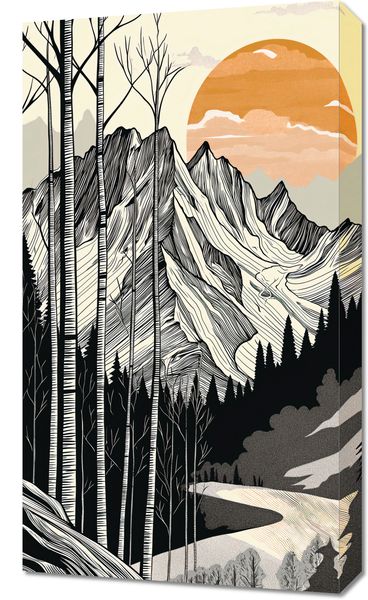 Obraz 40x70cm Drzeworys Górski zdjęcie 1