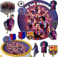 ZESTAW OPŁATEK NA TORT 20CM + TOPPERY PAPIEROWE - FC BARCELONA 15CM 18CM
