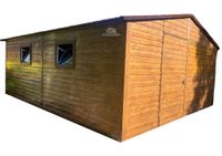 Garaż Blaszany 5,5x5 Brama uchylna - drzwi - Drewnopodobny GB138