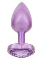 mały korek analny z kryształowym sercem calexotics fioletowy 6cm