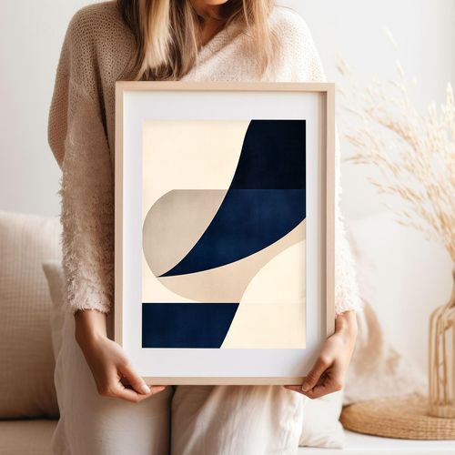 Plakat kompozycja niebieska beżowa 40x50 cm na Arena.pl