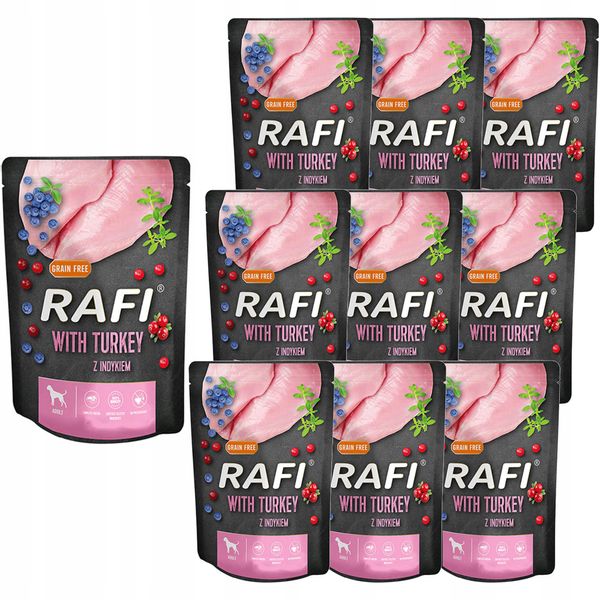 Rafi Mokra karma dla psów z indykiem w saszetkach 300 g x 10 sztuk zdjęcie 1
