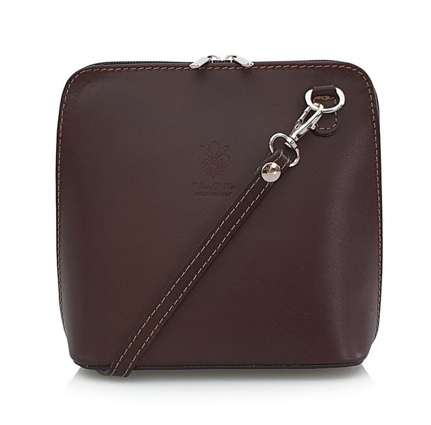 VERA PELLE torebka skórzana damska listonoszka stożek V024 c.brązowa zdjęcie 1