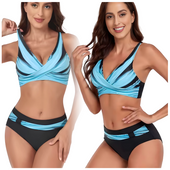 DWUCZĘŚCIOWY STRÓJ KĄPIELOWY BIKINI WYSZCZUPLAJĄCY WYSOKI STAN PLUS SIZE M