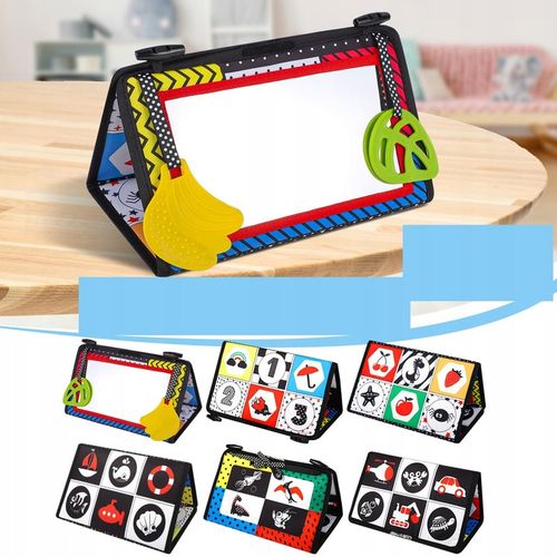 Książeczka Kontrastowa Zabawka Sensoryczna z Lusterkiem dla Niemowląt Wzory na Arena.pl