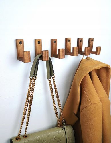 Wieszak Scienny do Przedpokoju Drewniany Łazienkowy Haczyk Brązowe Orzech na Arena.pl