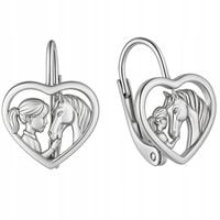 Srebrne kolczyki dla dziewczynki angielskie zapięcie konie koniki