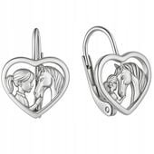 Srebrne kolczyki dla dziewczynki angielskie zapięcie konie koniki