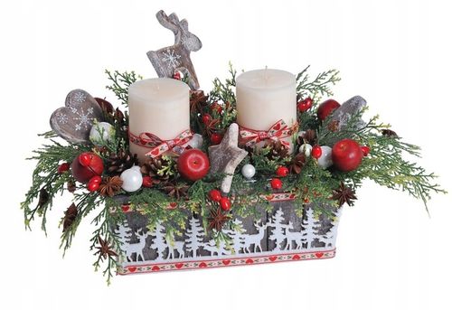 Komplet świec 7,9,11,13cm adwentowe świeczki stroik srebrne metaliczne na Arena.pl