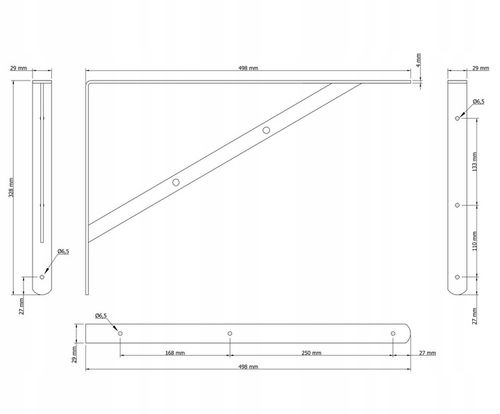 Mocny, czarny wspornik półki 50 cm, podpórka, kątownik do półki na Arena.pl