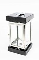 Lampion znicz nagrobny na pomnik srebrny stal nierdzewna + czarny granit