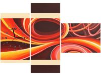 100CM 70CM ZEGAR 3 ELEM POMARAŃCZOWY WIR ŚCIENNY OBRAZ