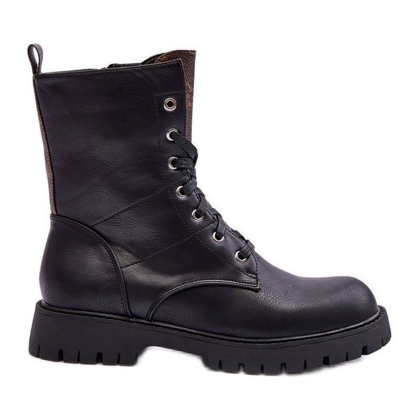 Skórzane Botki Workery Czarne r.37 zdjęcie 1