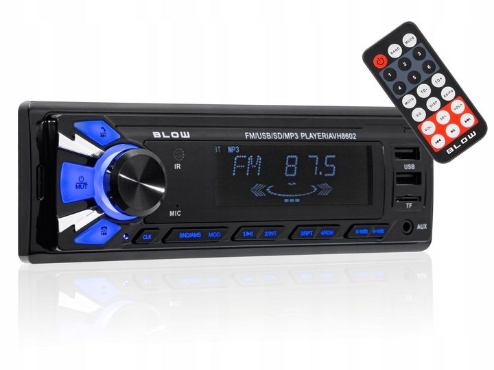 RADIO SAMOCHODOWE 1-DIN BLUETOOTH 2x USB AUX SD MP3 PILOT BATERIA zdjęcie 2