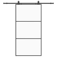 Drzwi przesuwne z zestawem okuć czarne 102x205 cm ESG szkło