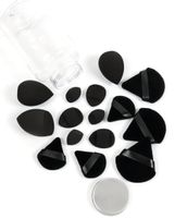 Zestaw czarnych gąbek do makijażu w słoiczku blender i puszki do pudru