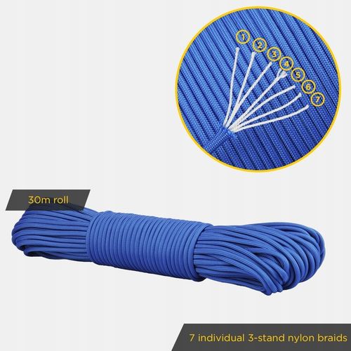 Linka EDCX 4mm Paracord 550 - (Blue, 30 m) na Arena.pl