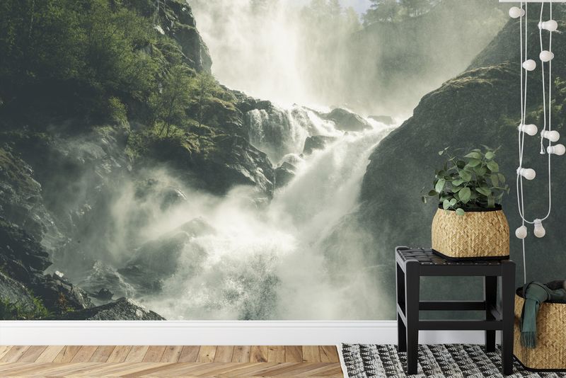 Emaga Fototapeta A Flowing Waterfall In Norway Tapeta Samoprzylepna 368x280 zdjęcie 9