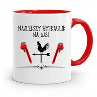Kubek Czerwony Hydraulika Najlepszy Na Wsi Z Nadrukiem Ze Zdjęciem