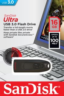 Pendrive SanDisk Cruzer Ultra SDCZ48-016G-U46 16GB; USB 3.0; kolor czarny