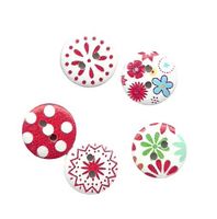 Guziki drewniane 15 mm kolorowe 5 szt.