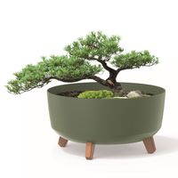 Donica okrągła matowa misa 24 cm nóżki zielona