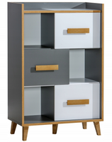 Nowoczesny Regał - Komoda Antracyt + Biel + Rivera 90 cm WERSIMO DL