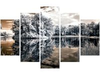 70 100CM OBRAZ 5 ELEM WYSEPKA JEZIORZE DRUK PŁÓTNO