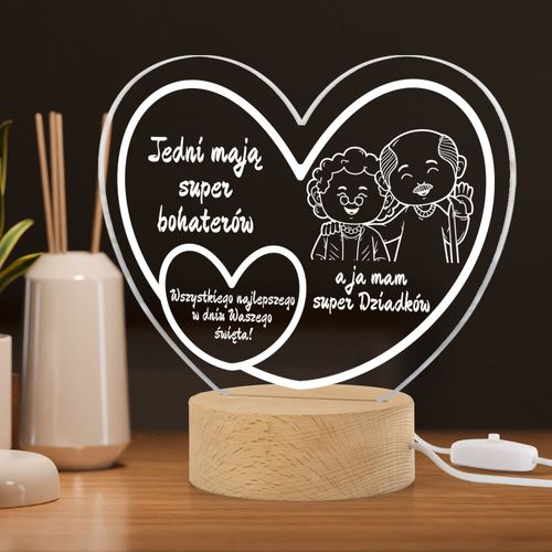 Prezent na Dzień Babci i Dziadka Statuetka Lampka LED z Grawerem na Arena.pl