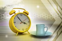 FOTOTAPETA NA WYMIAR DO KUCHNI ZEGAR FILIŻANKA