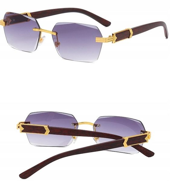 Okulary Przeciwsłoneczne bezramkowe prostokątne Damskie męskie UV400 Brąz zdjęcie 7