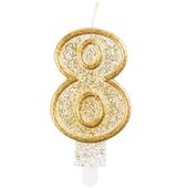 ŚWIECZKA URODZINOWA CYFERKA 8 GODAN ZŁOTY KONTUR