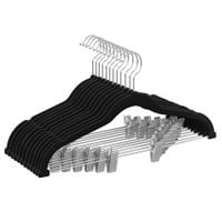 Wieszaki welurowe czarne z klamerkami 12 szt. do spodni i spódnic