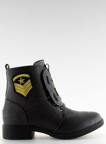 Botki workery z naszywkami czarne H-4  BLACK - 40 na Arena.pl