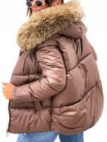 Zimowa_Pikowana_Modna Kurtka_Z FUTERKIEM - S