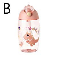 JIRO 600ML Butelka na wodę dla dzieci do szkoły Przenośny kubek z dinozaurem z – 600ml / Pink
