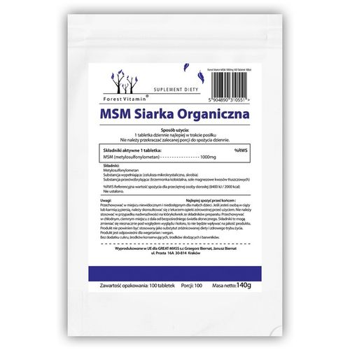 MSM SIARKA ORGANICZNA KOLAGEN STAWY KOŚCI MOCNA na Arena.pl