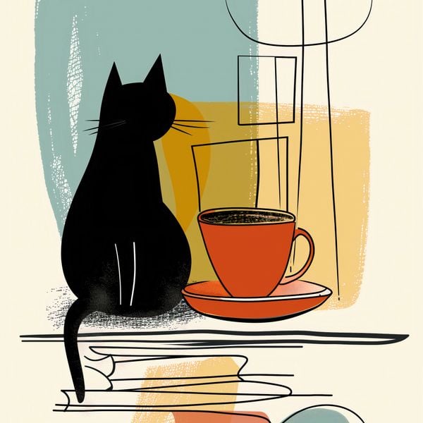 Plakat 20x20cm Kot i Kawa zdjęcie 1