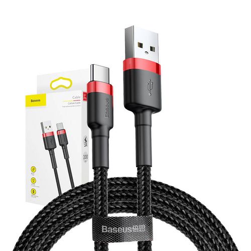 kabel usb do usb-c baseus cafule 3a 1m (czerwono-czarny) na Arena.pl