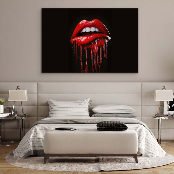 Obraz Canvas Do Salonu Czerwone USTA Abstrakcyjny Wzór Efekt 3D 40cm x 30cm zdjęcie 5