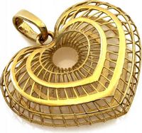 Zawieszka z żółtego złota 375 ażurowe serduszko bez kamieni prezent serce