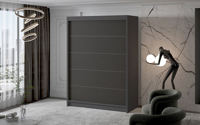 Szafa przesuwna MILAN IV 150 cm - CZARNY zdjęcie 2