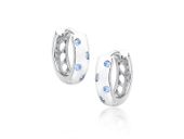 Eleganckie rodowane srebrne kolczyki kółka kółeczka błękitne cyrkonie srebro 925 Z1755E_AQ