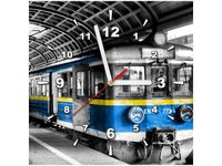 30X30CM ZEGAR POCIĄG OBRAZ DRUK DREWNO