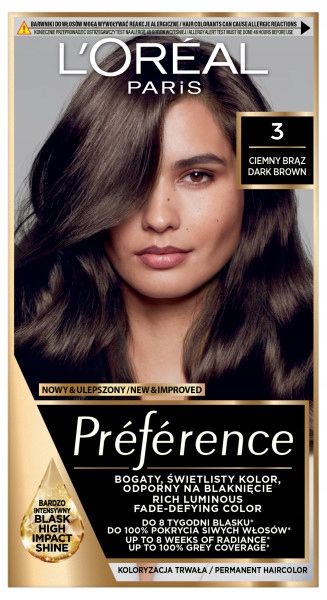Loreal Preference Farba Do Włosów - 3.0 Brasilia Ciemny Brąz zdjęcie 1