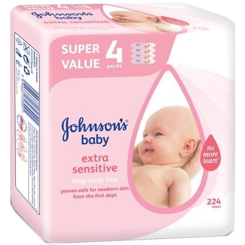 Johnson's Baby Bezzapachowe Chusteczki Oczyszczające Sensitive 4x56szt na Arena.pl
