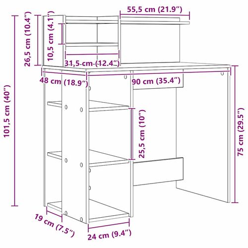 Biurko z przechowywaniem z półką Biały 90 x 48 x 101,5 cm na Arena.pl
