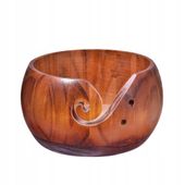 DREWNIANA Miska na WŁÓCZKĘ do Szydełkowania WEŁNY SZYCIA Ciemna 15x8cm