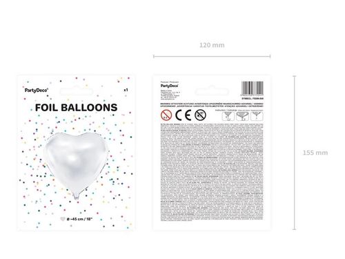"Balon foliowy Serce, 45cm, biały"_PDE na Arena.pl